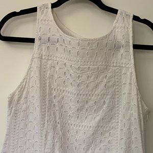 LOFT White Eyelet Dress, Size 14